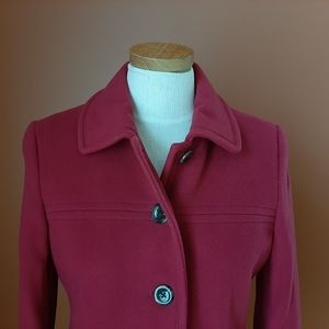 Luxe wool blend coat Size 6 Petite Raspberry